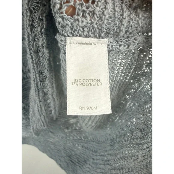 J‎ Jill Gray Marled Open Knit Short Sleeve Sweater Top Women's Sz M Comfy Beachy - Picture 9 of 9